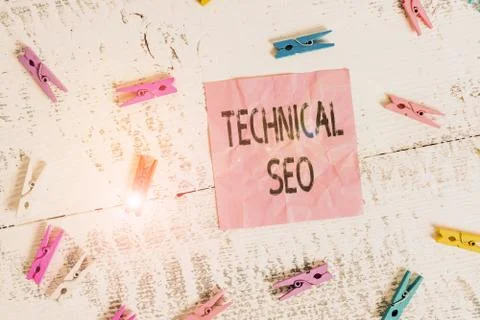 Handwriting text Technical Seo. Concept meaning Optimization of website that Stock Photos