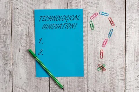 Handwriting text Technological Innovation. Concept meaning New Invention from 스톡 사진