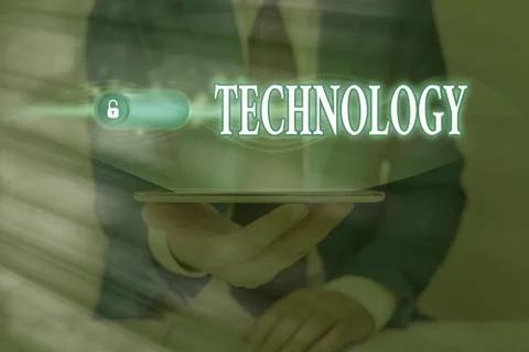 Handwriting text Technology. Concept meaning use of scientific knowledge for Foto stock