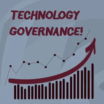Handwriting text Technology Governance. Concept meaning framework that provide 库存插图