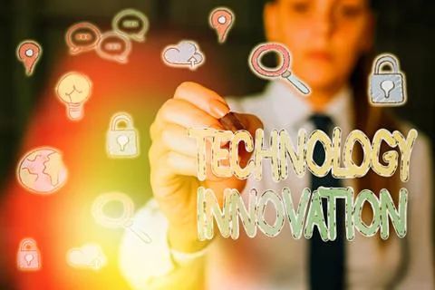 Handwriting text Technology Innovation. Concept meaning advanced net connected Stock Photos