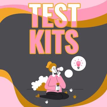 Handwriting text Test Kits. Word Written on tools used to detect the presence of Stock Illustration