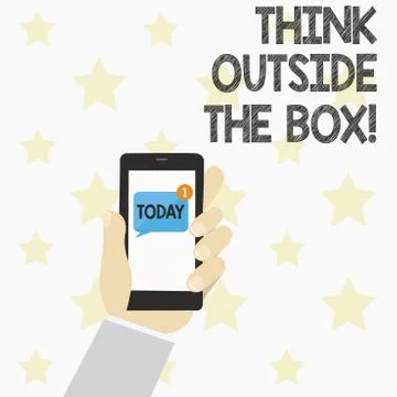 Handwriting text Think Outside The Box. Concept meaning Thinking of new and 스톡 일러스트