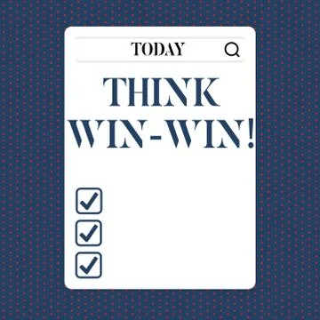 Handwriting text Think Win Win. Concept meaning Negotiation strategy for both Stockillustratie
