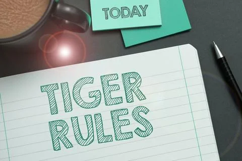 Handwriting text Tiger Rules. Concept meaning Willpower and personal strength Stock Photos