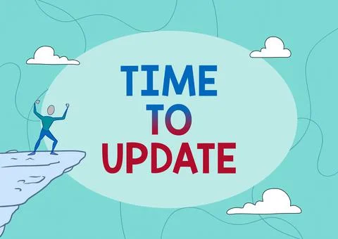 Handwriting text Time To Update. Business overview System software update for Stockillustratie