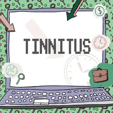 Handwriting text Tinnitus. Internet Concept A ringing or music and similar Stock Illustration