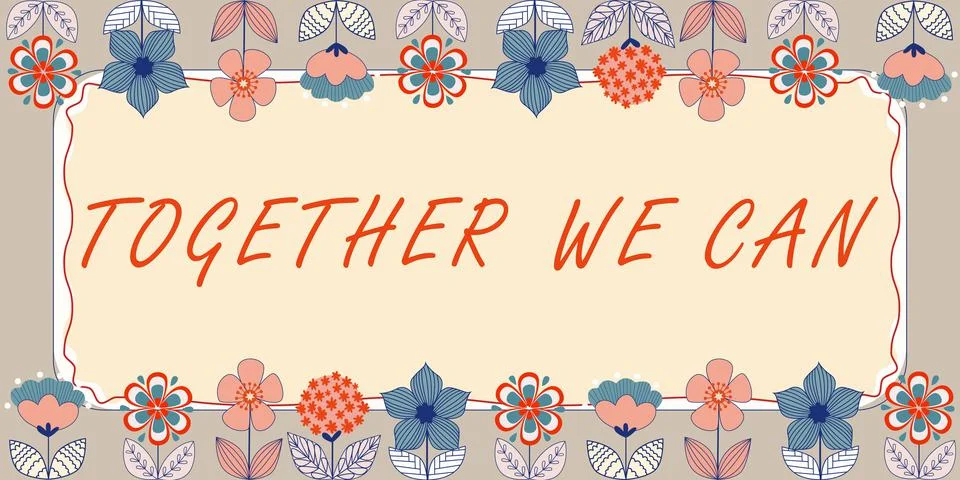 Handwriting text Together We Canunity can makes everything possible One powerful Stock Illustration