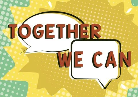 Handwriting text Together We Canunity can makes everything possible One powerful Stock Illustration