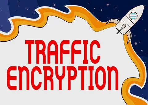Handwriting text Traffic Encryption. Business approach method of securing the Stock Illustration
