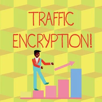 Handwriting text Traffic Encryption. Concept meaning method of securing the Stockillustratie