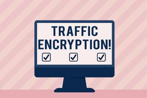 Handwriting text Traffic Encryption. Concept meaning method of securing the Stock Illustration