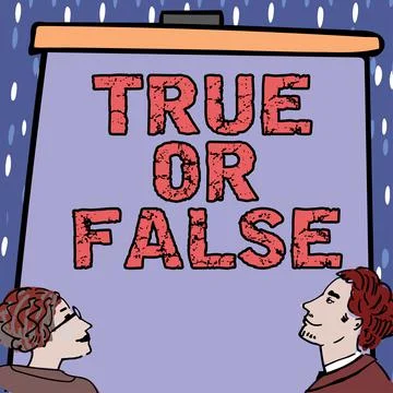 Handwriting text True Or False. Concept meaning Decide between a fact or telling Stock Illustration