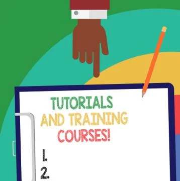 Handwriting text Tutorials And Training Courses. Concept meaning Learning Illustrazione stock