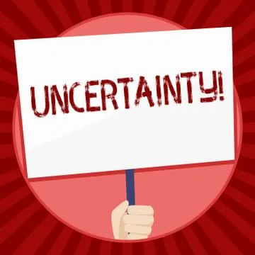 Handwriting text Uncertainty. Concept meaning Unpredictability of certain Illustrazione stock