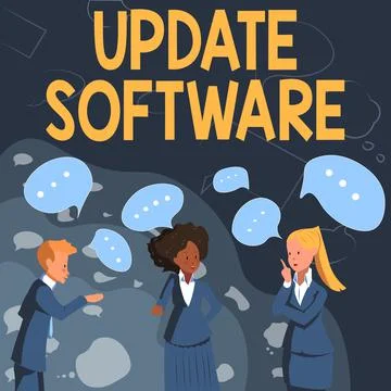 Handwriting text Update Software. Business overview adds minor software Illustrazione stock
