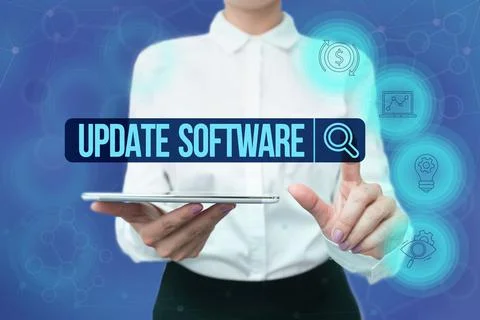 Handwriting text Update Software. Business idea replacing program with a newer Foto stock