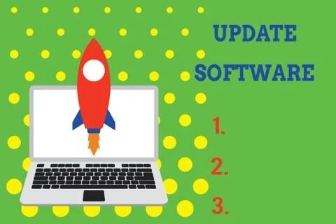 Handwriting text Update Software. Concept meaning replacing program with a newer Stock Illustration