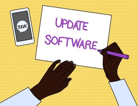 Handwriting text Update Software. Concept meaning replacing program with a newer Ilustración de archivo