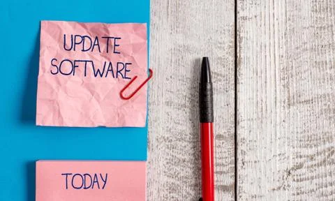 Handwriting text Update Software. Concept meaning replacing program with a newer 스톡 사진