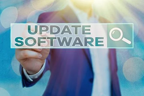 Handwriting text Update Software. Concept meaning replacing program with a newer 스톡 사진