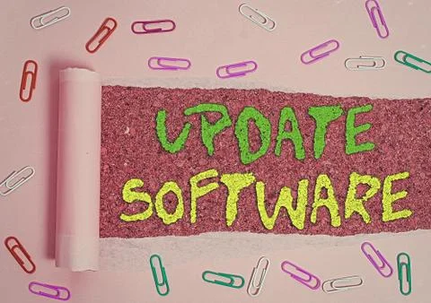 Handwriting text Update Software. Concept meaning replacing program with a newer Foto stock