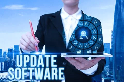 Handwriting text Update Software. Internet Concept replacing program with a 스톡 사진