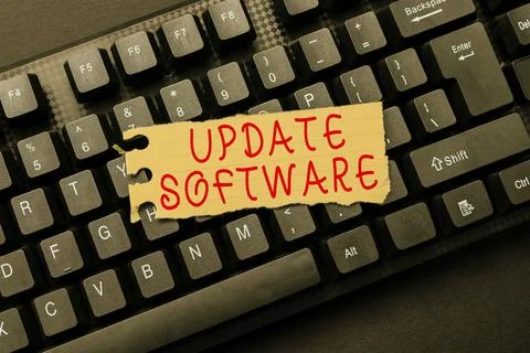 Handwriting text Update Software. Word Written on replacing program with a newer 写真素材