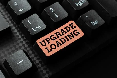 Handwriting text Upgrade Loading. Word for advancement of applications to more Stockfoto's