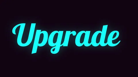 Handwriting Text Upgrade text animation with glowing effect on black background. 스톡 동영상 322215533
