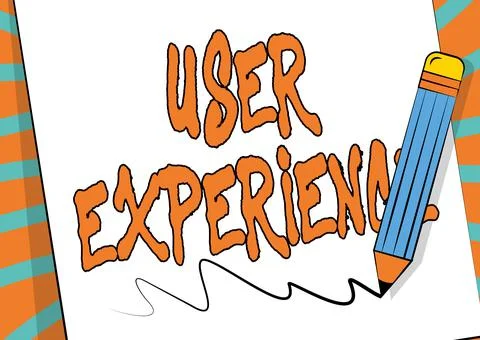 Handwriting text User Experience. Word for using website especially in terms how Stock Illustration