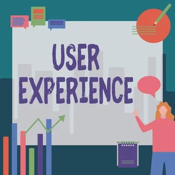 Handwriting text User Experience. Word for using website especially in terms how Stock Illustration