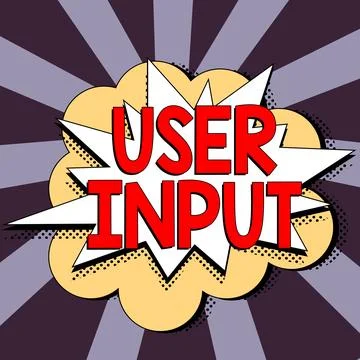 Handwriting text User Input. Word for Any information or data that is sent to a Stock Illustration