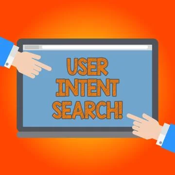 Handwriting text User Intent Search. Concept meaning what demonstrating looking Stock Illustration