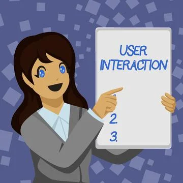 Handwriting text User Interaction. Word for how the customer acts on the system Illustrazione stock