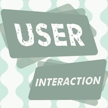 Handwriting text User Interaction. Word for how the customer acts on the system Stock Illustration