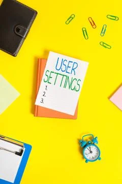 Handwriting text User Settings. Concept meaning Configuration of appearance Stock Photos