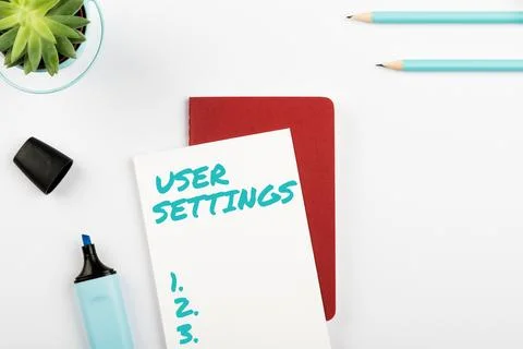 Handwriting text User Settings. Word Written on Configuration of appearance Stock Photos