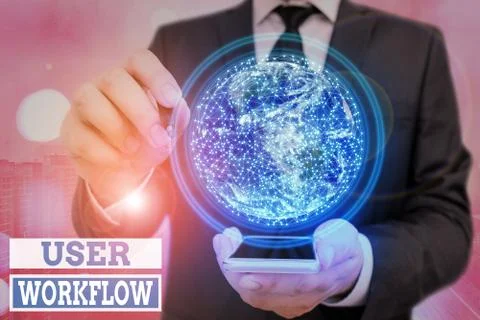 Handwriting text User Workflow. Concept meaning orchestrated and repeatable Foto stock