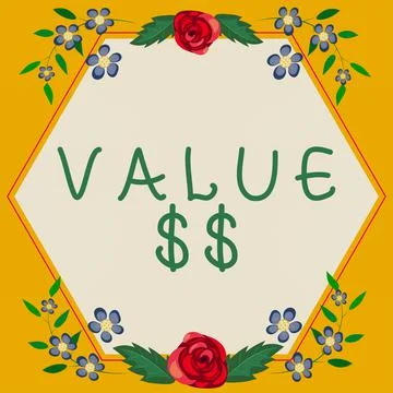 Handwriting text Value Dolar. Business concept the worth of the process id of Stock Illustration