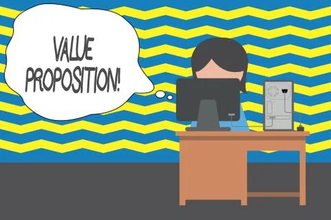 Handwriting text Value Proposition. Concept meaning service make company or 스톡 일러스트