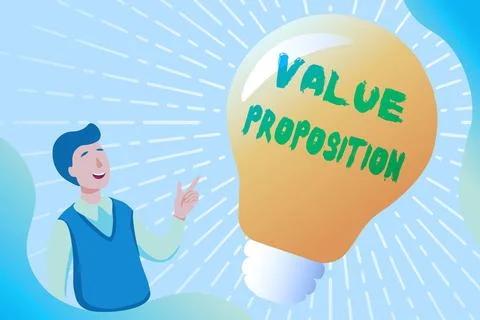 Handwriting text Value Proposition. Concept meaning innovation service intended Stock Illustration