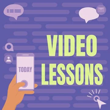 Handwriting text Video Lessons. Word Written on Online Education material for a Stock Illustration