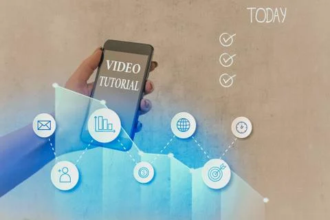 Handwriting text Video Tutorial. Concept meaning method of transferring Stock Photos