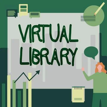 Handwriting text Virtual Library. Conceptual photo collection of resources Illustrazione stock