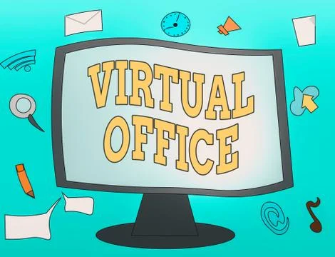 Handwriting text Virtual Office. Concept meaning operational domain of any Stock Illustration