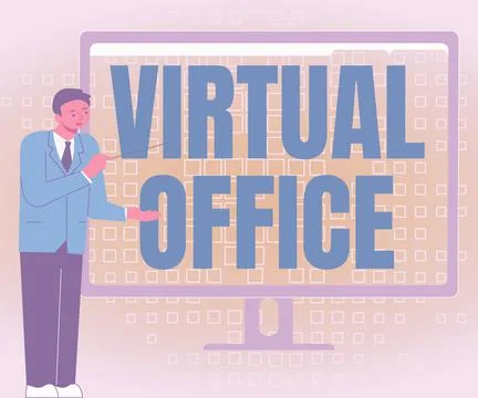 Handwriting text Virtual Office. Conceptual photo operational domain of any Stock Illustration