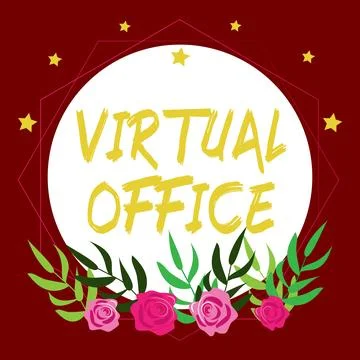 Handwriting text Virtual Office. Word Written on Mobile work-environment 스톡 일러스트