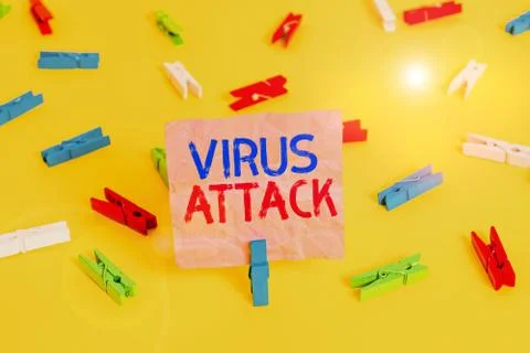 Handwriting text Virus Attack. Concept meaning malicious program that perform Fotos de archivo
