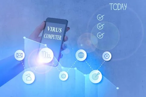 Handwriting text Virus Computer. Concept meaning Malicious software program 库存照片